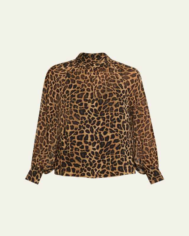 Alyssa Leopard Silk Chiffon Blouse
